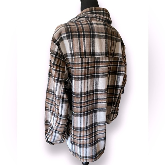 Miss Selfie Flannel PLAID Button Down Oversized Shirt Shacket Long Sleeve XL - Picture 10 of 11